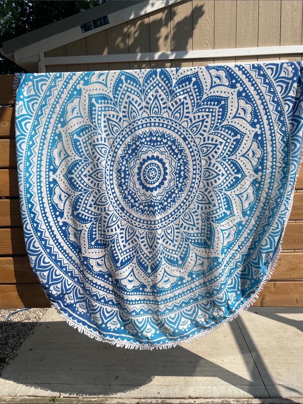 Boho Round Mandala Blanket lightweight no tag Fringed Roundie